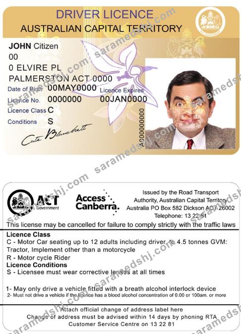Australia Capital state driving license